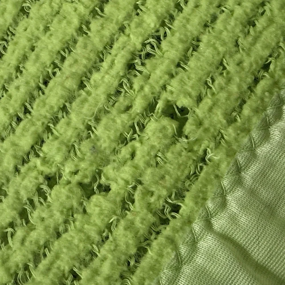 Vintage Chatham Lime Green Thermal Waffle Weave Blanket Satin Trim 58x82